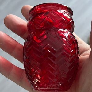Anchor Hocking Vintage Deep Ruby Red Glass Owl Shot Glasses set of 4